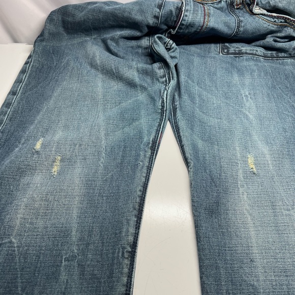 Akko Snap Back Embroidered Eagle Pockets King Of Oneself Distressed Jeans 38x32 - Picture 7 of 12